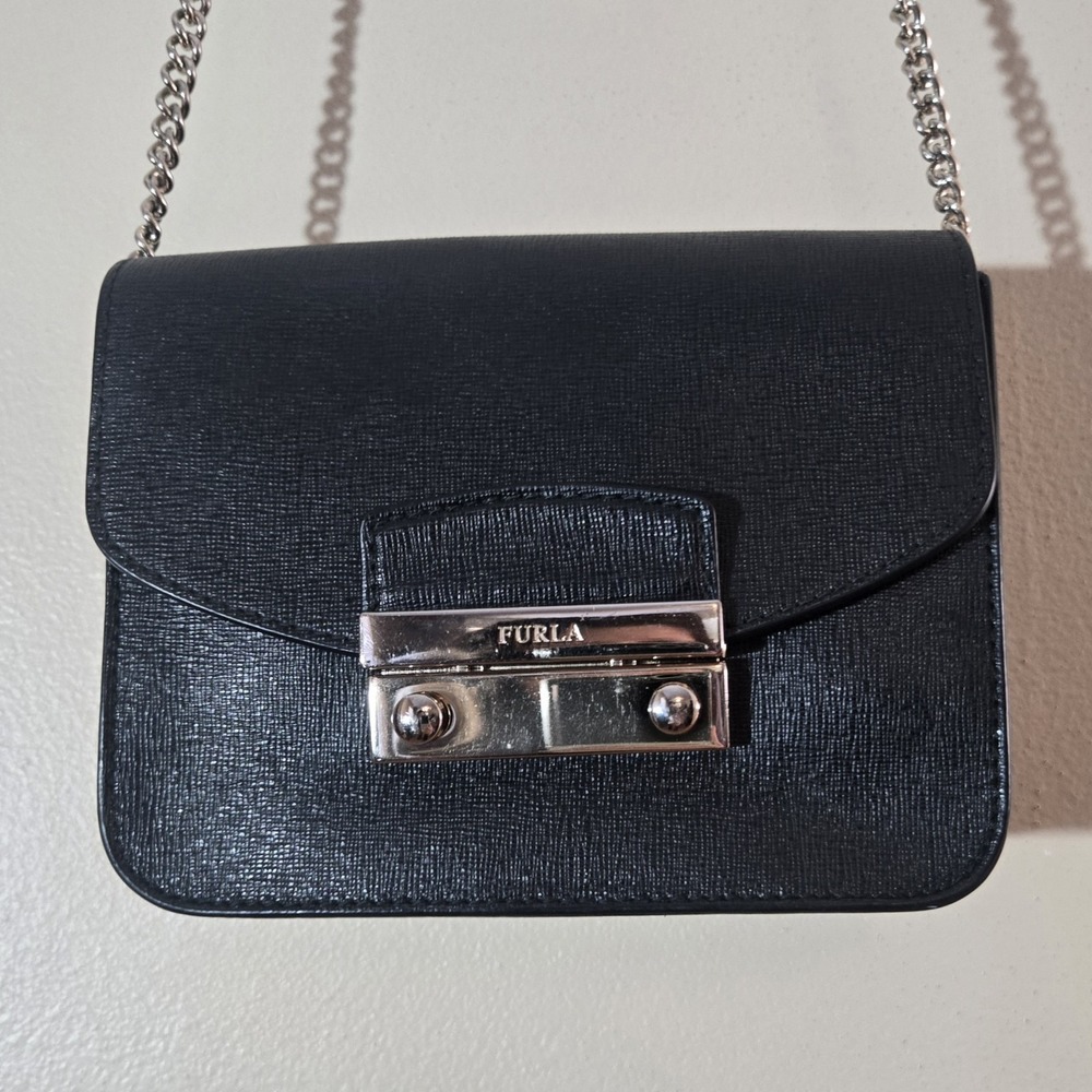 Furla Julia Leather Mini Black Crossbody Bag